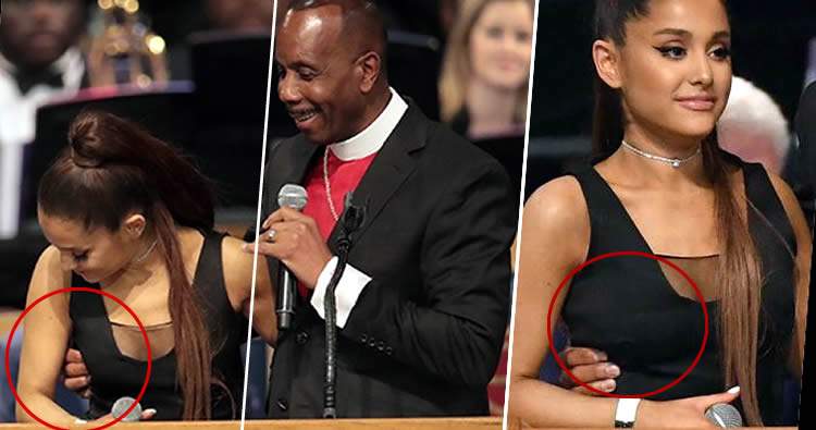 Obispo se disculpa con Ariana Grande por forma de tocarla en funeral de Franklin