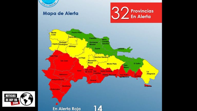 l COE coloca 14 provincias en alerta roja, 10 amarilla y 08 en verde por posibles crecidas de ríos