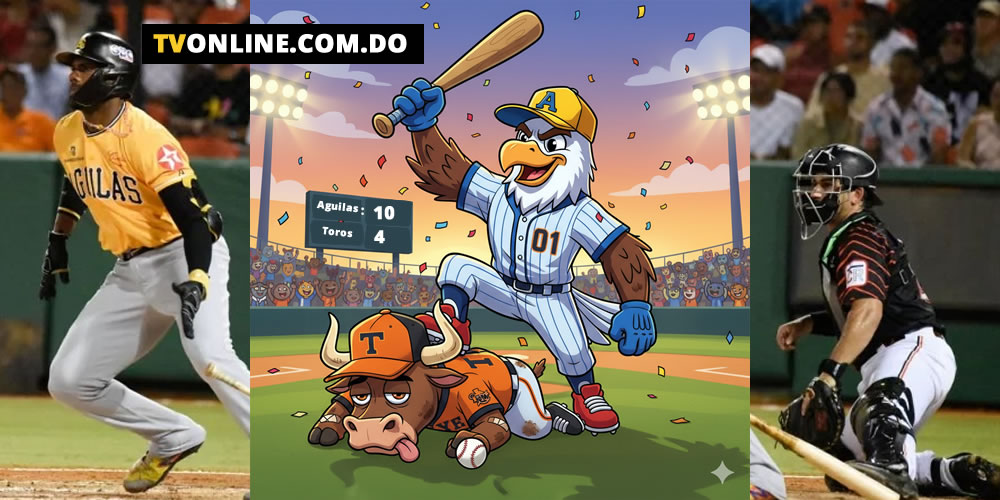 Águilas Cibaeñas dominan a los Toros del Este 10-4 1 Resultados Aguilas vs Toros. 10 16 2025